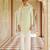 green silk mens kurta setwith embroidered placket design