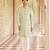 green jacquard silk sherwani with gold embroidered collar