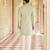 green jacquard silk sherwani with gold embroidered collar