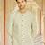 green jacquard silk sherwani with gold embroidered collar