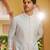 blue silk kurta nehru jacket set with white embroidery