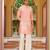 pink raw silk kurta nehru set with floral embroidery