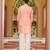 pink raw silk kurta nehru set with floral embroidery