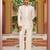 off white raw silk kurta jacket set with floral embroidery