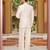off white raw silk kurta jacket set with floral embroidery