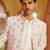 off white raw silk kurta jacket set with floral embroidery