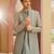 green jacquard kurta jacket set with gold embroidery