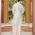 blue raw silk kurta nehru jacket set with floral embroidery