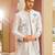 silver silk kurta jacket set with floral embroidery