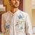 silver silk kurta jacket set with floral embroidery