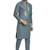 Grey hand block silver foil printed viscos kurta payjama ethnic wear / festive wear
