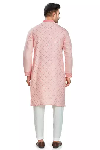 Pink hand block l printed viscos kurta payjama etnic wear / festive wear