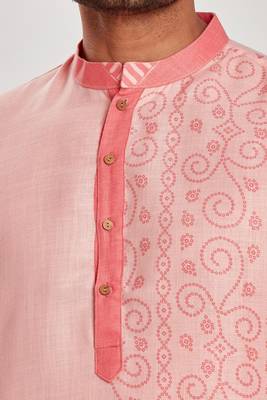 Pink hand block l printed viscos kurta payjama etnic wear / festive wear 5