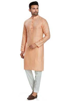 Orange jacquard kurta payjama etnic wear / festive wear 3