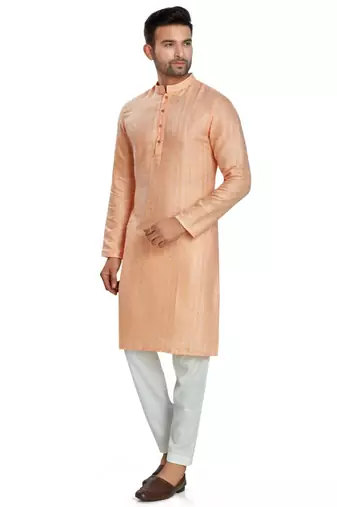 Orange jacquard kurta payjama etnic wear / festive wear