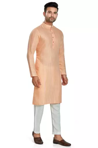 Orange jacquard kurta payjama etnic wear / festive wear