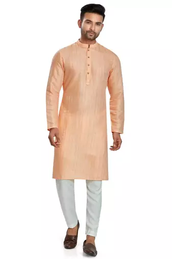 Orange jacquard kurta payjama etnic wear / festive wear