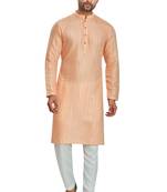 Orange jacquard kurta payjama etnic wear / festive wear