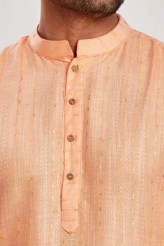 Orange jacquard kurta payjama etnic wear / festive wear