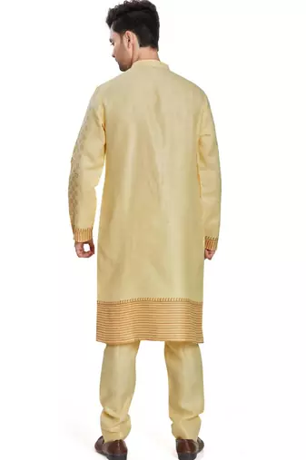 Lemon yellow hand block printed kurta viscos kurta payjama etnic wear / festive wear