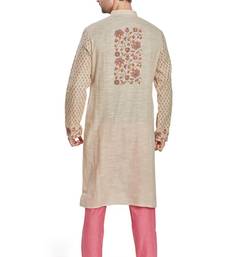 Beige hand block printed kurta with embreoidery viscos kurta payjama etnic wear / festive wear