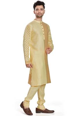 Lemon yellow hand block printed kurta viscos kurta payjama etnic wear / festive wear 4