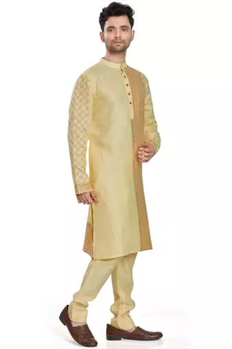 Lemon yellow hand block printed kurta viscos kurta payjama etnic wear / festive wear