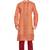 Orange hand block printed kurta with embroidery viscos kurta payjama ethnic wear / festive wear