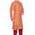 Orange hand block printed kurta with embroidery viscos kurta payjama ethnic wear / festive wear