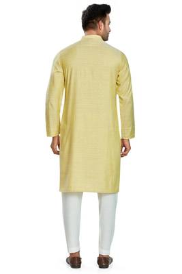 Lemon yellow jacquard kurta payjama etnic wear / festive wear 2