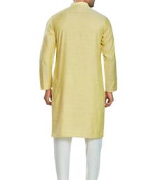 Lemon yellow jacquard kurta payjama etnic wear / festive wear