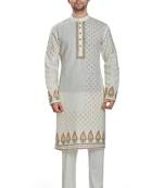 Off white hand block printed with embroidery  kurta viscos kurta payjama etnic wear / festive wear