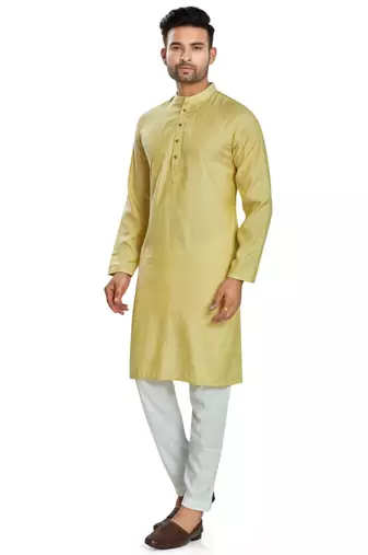 Lemon yellow jacquard kurta payjama etnic wear / festive wear
