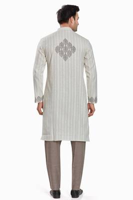 Grey hand block printed kurta viscos kurta payjama etnic wear / festive wear 2