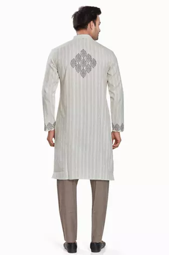 Grey hand block printed kurta viscos kurta payjama etnic wear / festive wear