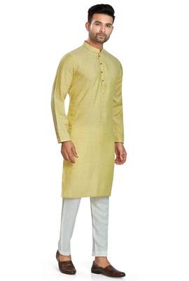 Lemon yellow jacquard kurta payjama etnic wear / festive wear 4