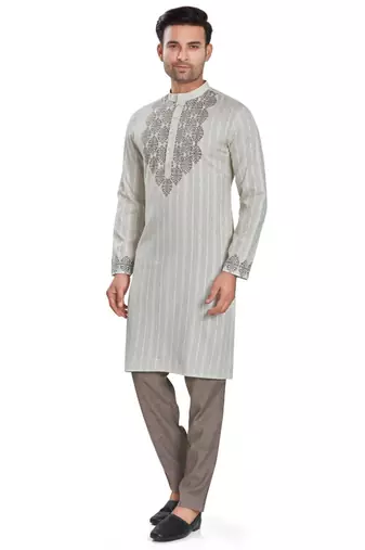 Grey hand block printed kurta viscos kurta payjama etnic wear / festive wear