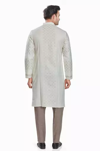 Off white hand block printed kurta viscos kurta payjama etnic wear / festive wear