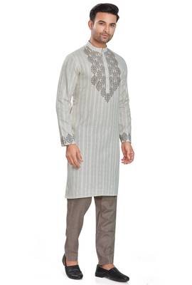 Grey hand block printed kurta viscos kurta payjama etnic wear / festive wear 4