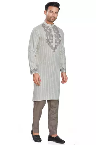 Grey hand block printed kurta viscos kurta payjama etnic wear / festive wear