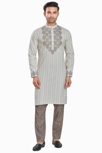 Grey hand block printed kurta viscos kurta payjama etnic wear / festive wear
