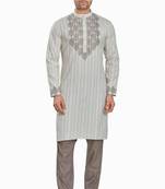 Grey hand block printed kurta viscos kurta payjama etnic wear / festive wear