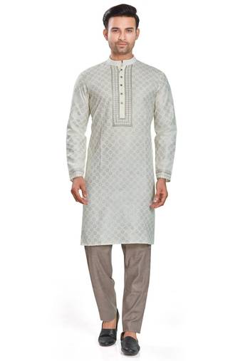 Off white hand block printed kurta viscos kurta payjama etnic wear / festive wear