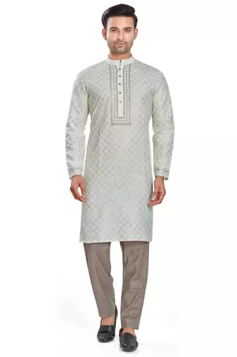 Off white hand block printed kurta viscos kurta payjama etnic wear / festive wear