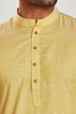 Lemon yellow jacquard kurta payjama etnic wear / festive wear 5
