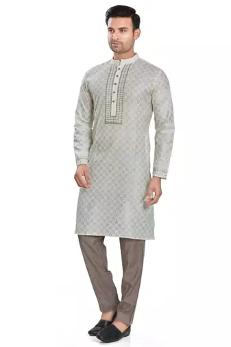 Off white hand block printed kurta viscos kurta payjama etnic wear / festive wear