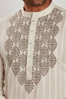 Grey hand block printed kurta viscos kurta payjama etnic wear / festive wear 5