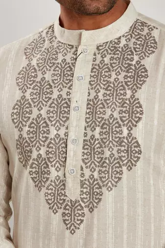 Grey hand block printed kurta viscos kurta payjama etnic wear / festive wear