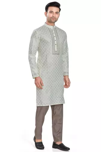 Off white hand block printed kurta viscos kurta payjama etnic wear / festive wear