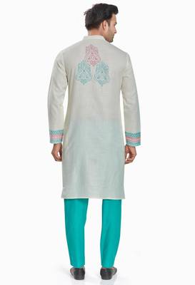 Off white hand block kurta viscos kurta payjama etnic wear / festive wear 2